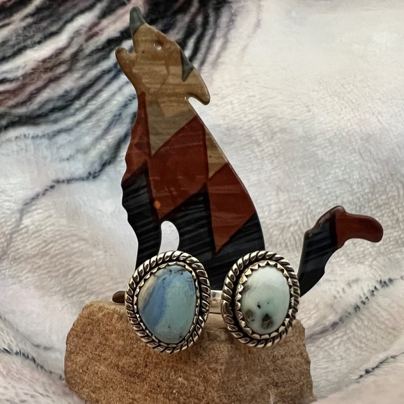 ❤️ Golden Hills Turquoise Palomino Variscite 925 By-Pass Ring Adj 7 Navajo - Picture 1 of 12